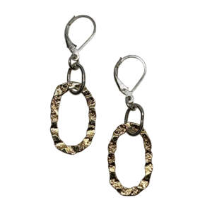 Handmade sterling silver and bronze earrings by Canadian jewelry artist Karyn Chopik at Effusion Art Gallery in Invermere, BC.