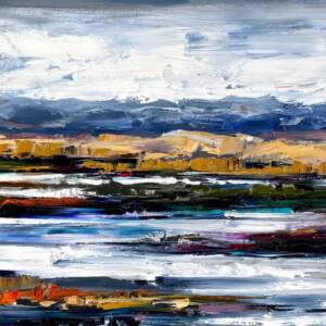 Meet Me in the Morning, original landscape painting the wetlands by Canadian artist Kimberly Kiel at Effusion Art Gallery in Invermere, BC.