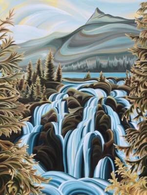 Chilcotin Fall, original acrylic landscape painting of the BC Coast Mountains by Canadian artist Tess Paul at Effusion Art Gallery in Invermere, BC.