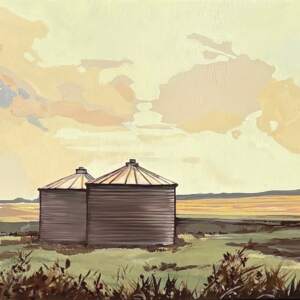 Stillness on the Prairie, original oil prairie landscape painting by Canadian artist Michaela Hoppe at Effusion Art Gallery in Invermere, BC.