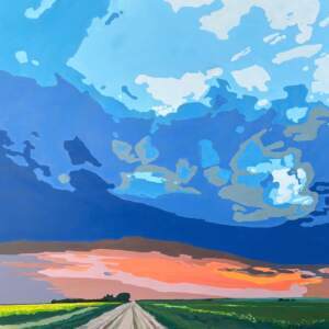 Where Thunder Meets the Sun, original acrylic prairie landscape painting by Canadian artist Michaela Hoppe at Effusion Art Gallery in Invermere, BC.