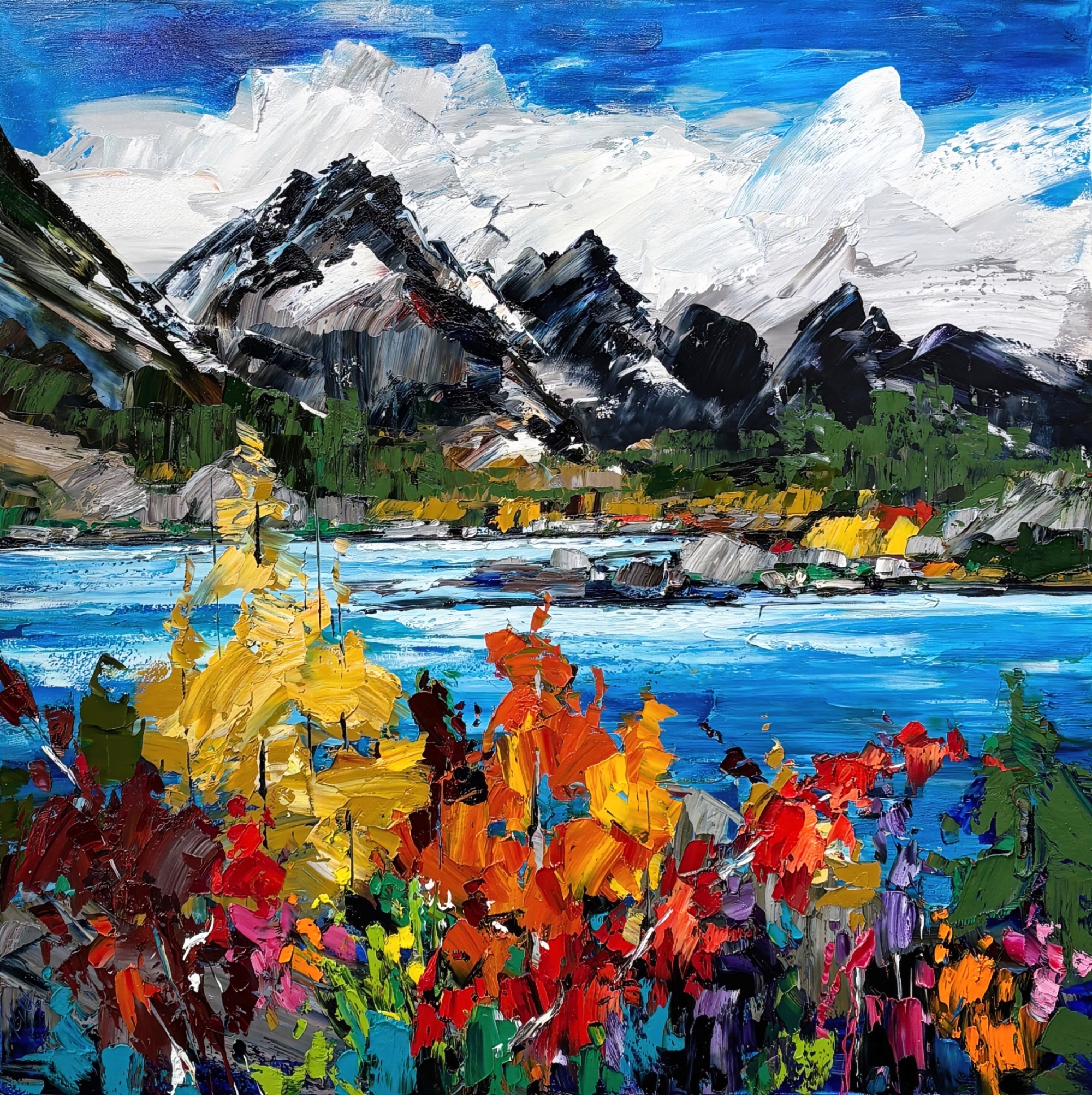 Some Wonders, original oil landscape painting of Moraine Lake by Canadian artist Kimberly Kiel at Effusion Art Gallery in Invermere, BC.