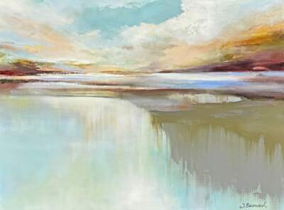 Daydream, original acrylic loose dreamy landscape painting by Canadian artist Jane Bronsch at Effusion Art Gallery in Invermere, BC.